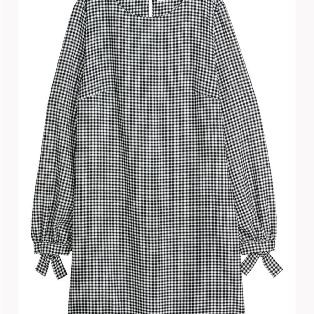 H&M Checked Black and White Long Sleeve Mini Dress {Size 4}